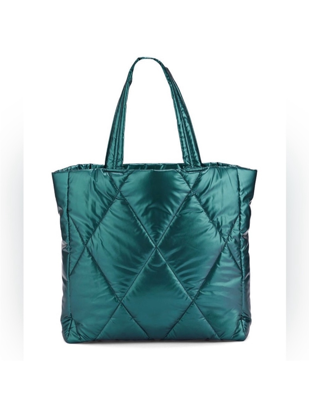Victoria's Secret Shiny Puffer Teal Tote